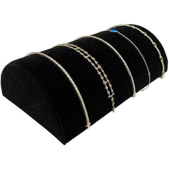 N'icePackaging 1 Qty - Midnight Black Velvet Half Moon Free-Standing Display - 8.25" Wide - for Bracelets/Bangles/Watches