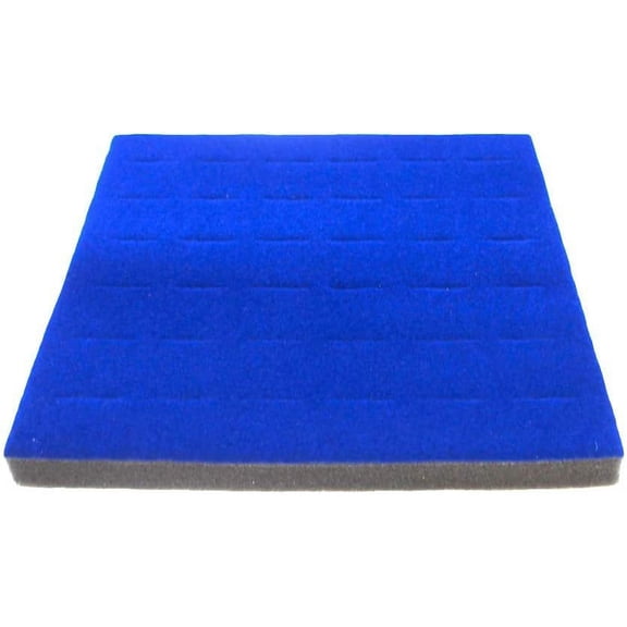 N'icePackaging 1 Qty USA Deluxe Eyptian Blue 36 Ring Foam Insert Display - for Trays/Jewelry Cases - Half-Tray Size 7 5/8" x 7 1/4" x 5/8"