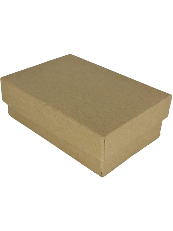 N'icePackaging - 10 Qty Kraft Imported Cotton Filled Ring Jewelry Boxes - for Rings/Jewels/Small Earings & Keepsakes - 1 7/8" x 1 1/4" x 5/8"