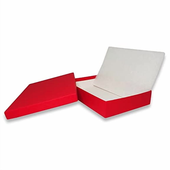 N'icePackaging - 10 Qty - Macaw-Red Cotton Filled Gift Boxes - Size 7" x 5" x 1 1/4" - USA Made - Holidays/Birthdays/Sales/Storage/Display/Travel
