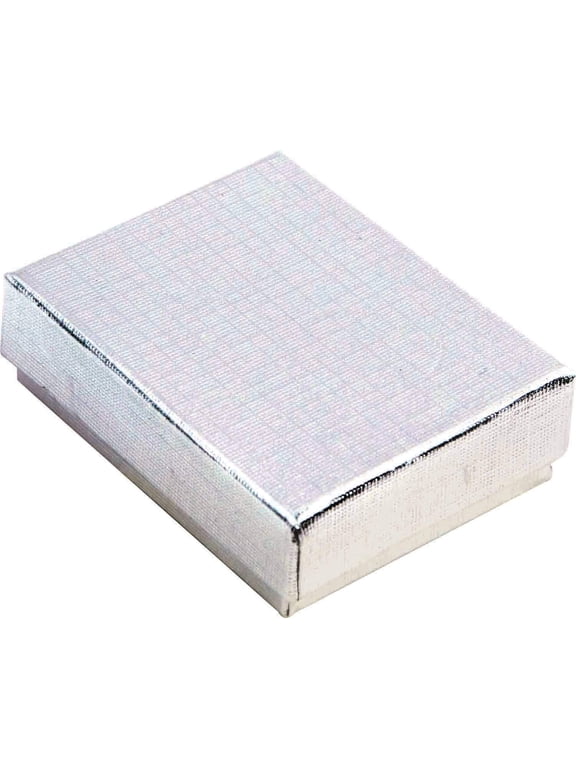 N'icePackaging - 10 Qty Silver Linen Imported Cotton Filled Bracelet Jewelry Boxes - for Bracelets/Watches & Thin Necklaces - 8" x 2" x 1"