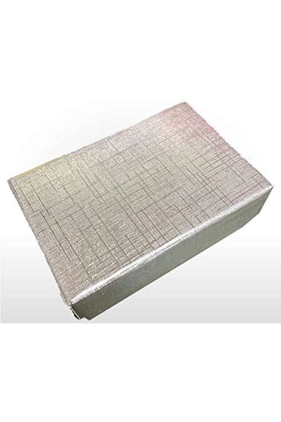 N'icePackaging - 10 Qty Silver Linen Imported Cotton Filled Large Necklace Jewelry Boxes - for Large Necklaces & Jewelry Combinations- 7 1/8" x 5 1/8" x 1 1/8"