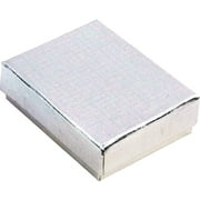 N'ICE PACKAGING N'icePackaging - 10 Qty Silver Linen Imported Cotton Filled Pendant Jewelry Boxes - for Pendants/Earrings/Zippos/Collectables & Homemade Crafts - 3 1/4" x 2 1/4" x 1"