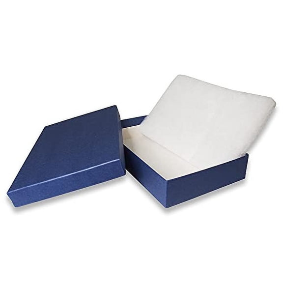 N'icePackaging 100 Qty - Dark Navy-Blue Cotton Filled Gift Boxes - Size 5 7/16" x 3 1/2" x 1" - USA Made - Holidays/Birthdays/Sales/Storage/Display/Travel