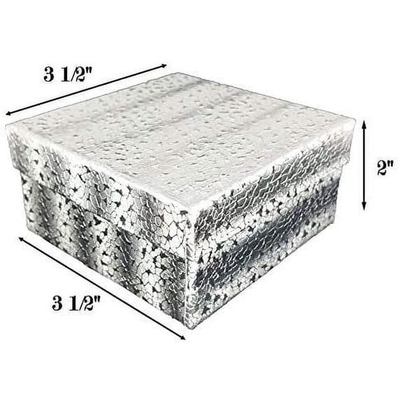 N'icePackaging - 100 Qty Gold Linen Imported Cotton Filled Large Bangle Jewelry Boxes - for Large Bangles/Watches/Large Bracelets - 3 3/4" x 3 3/4" x 2"