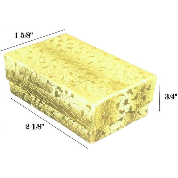 N'icePackaging - 100 Qty Gold Textured Imported Cotton Filled Cufflink Jewelry Boxes - for Large Rings/Cufflinks/Earrings/Lockets & Keepsakes - 2 5/8" x 1 1/2" x 1"