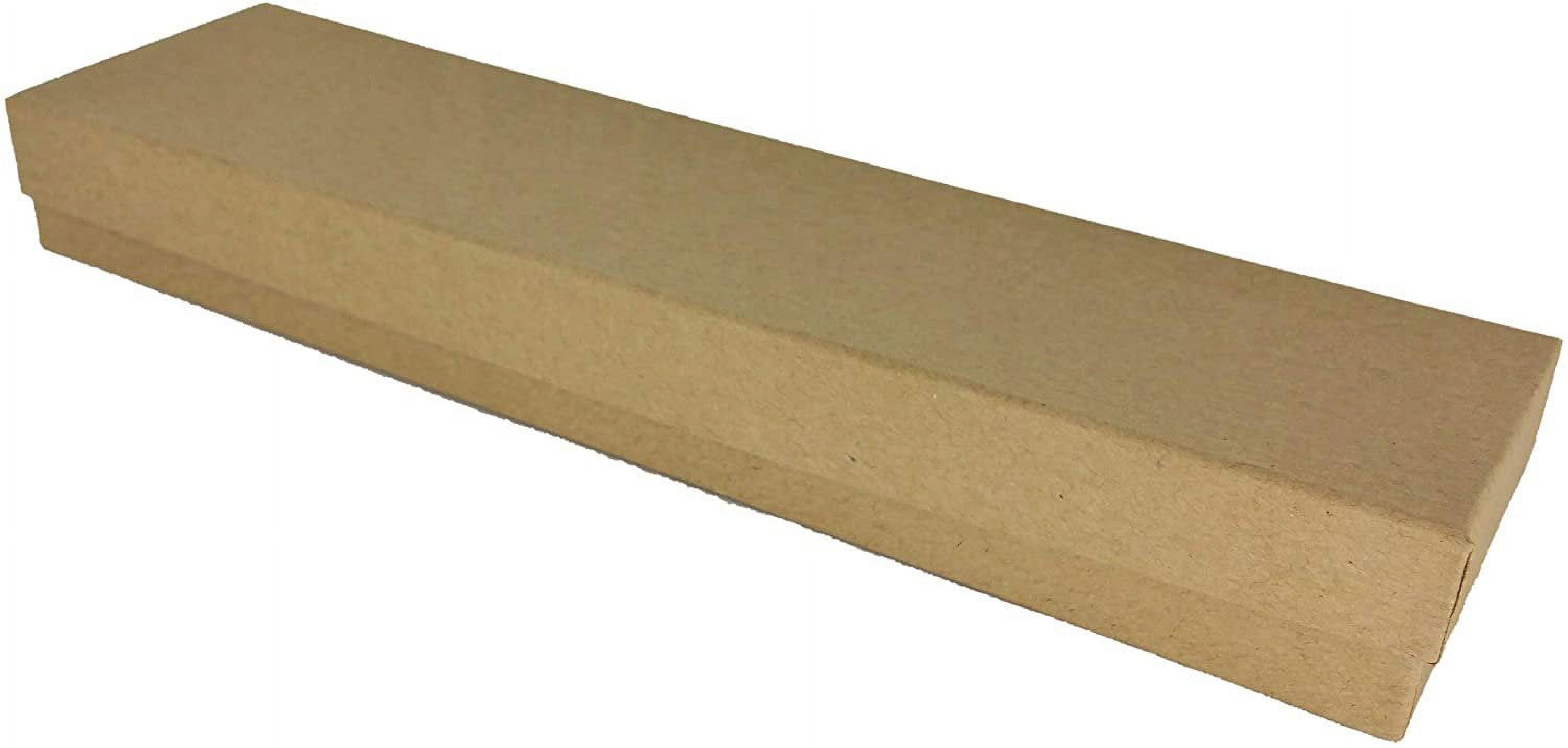 N'icePackaging - 100 Qty Kraft Imported Cotton Filled Bracelet Jewelry Boxes - for Bracelets/Watches & Thin Necklaces - 8" x 2" x 1"
