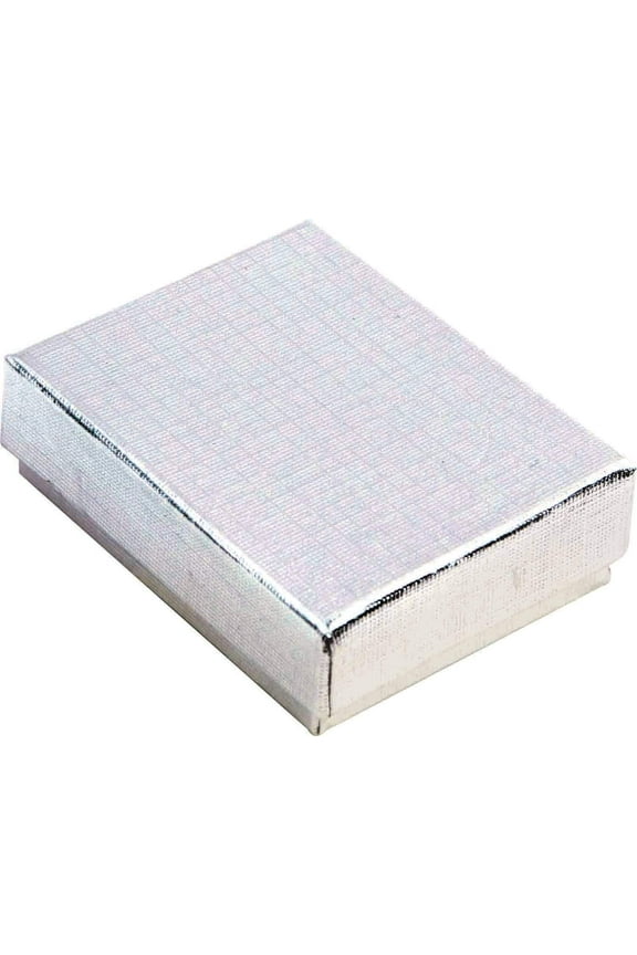 N'icePackaging - 100 Qty Silver Linen Imported Cotton Filled Cufflink Jewelry Boxes - for Large Rings/Cufflinks/Earrings/Lockets & Keepsakes - 2 5/8" x 1 1/2" x 1"