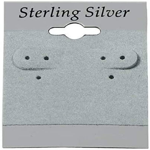 N'icePackaging - 100 Qty Sterling Silver Imprinted in Black Print Grey 1 1/2" x 1 1/2" Hanging Earring Cards - for Displays Hooks or Slatwalls - Merchandise & Sales - Clip/Wire/Post Earrings