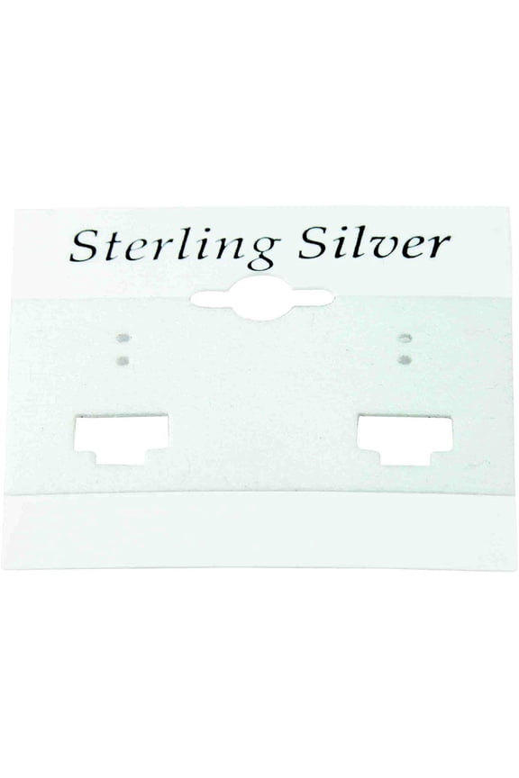 N'icePackaging - 100 Qty White French Clip 2" x 2" Hanging Earring Cards - Silver Embossed Imprint Sterling Silver - Display Merchandise & Showcase