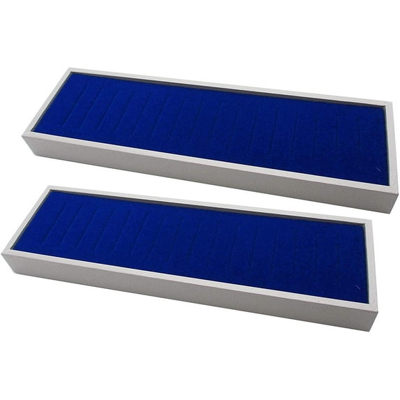 N'icePackaging 2 Qty Deluxe Egyptian Blue 16 Slot Bangle Foam Insert with Seal-Grey Leatherette Display Tray - Showcase/Travel/Jewelry Cases - 6 Colors - Standard Size 15" x 4.5" x 1.5"
