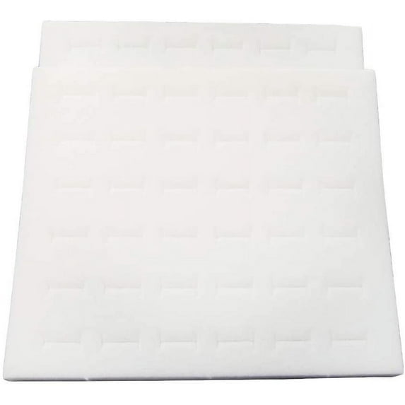 N'icePackaging 2 Qty USA Deluxe Ethereal White 36 Ring Foam Insert Display - for Trays/Jewelry Cases - Half-Tray Size 7 5/8" x 7 1/4" x 5/8"