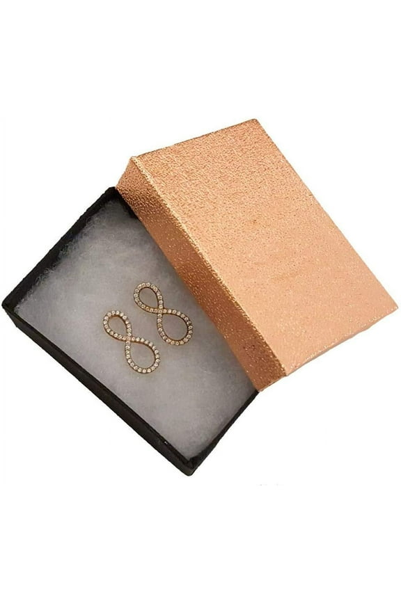 N'icePackaging - 20 Qty Rose Gold Textured Imported Cotton Filled Earring Jewelry Boxes - for Rings/Earrings/Small Jewelry & Pendants - 2 1/8" x 1 5/8" x 3/4"