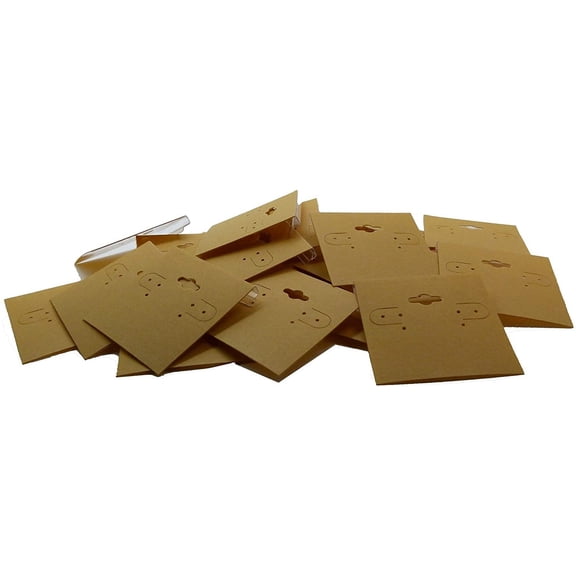 N'icePackaging - 200 Qty Plain Kraft 2" x 2" Hanging Earring Cards - for Displays Hooks or Slatwalls - Merchandise & Sales - Clip/Wire/Post Earrings