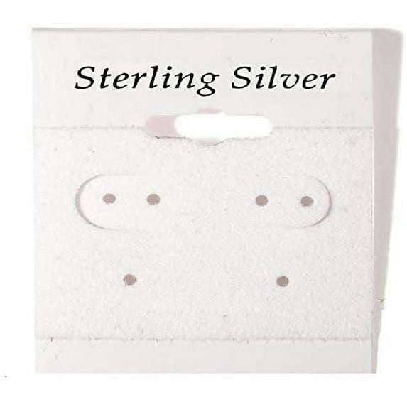 N'icePackaging - 200 Qty Sterling Silver Imprinted in Black Print White 1 1/2" x 1 1/2" Hanging Earring Cards - for Displays Hooks or Slatwalls - Merchandise & Sales - Clip/Wire/Post Earrings