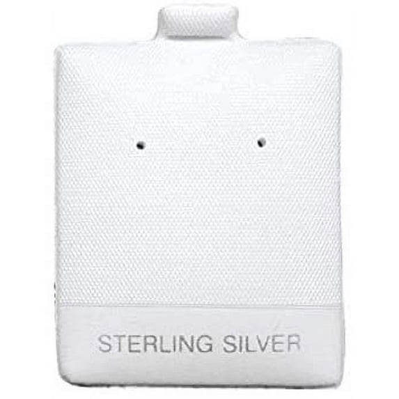 N'icePackaging - 200 Qty Sterling Silver Imprinted White 1 1/2" x 1 3/4" Vinyl Puff Pad Earring Cards - for Display & Sales - Clip/Wire/Post Earrings