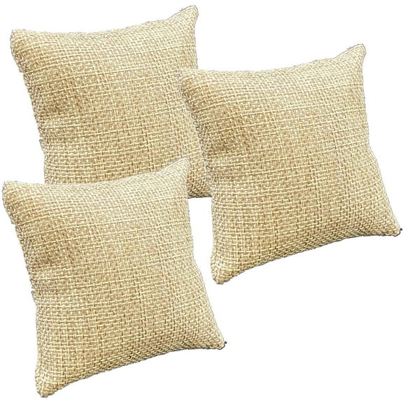 N'icePackaging 3 Qty - 3" x 3" Rustic-Brown Burlap Canvas Watch/Bangle Pillow Display -for Sales/Merchandise/Crafts/Storage/Display