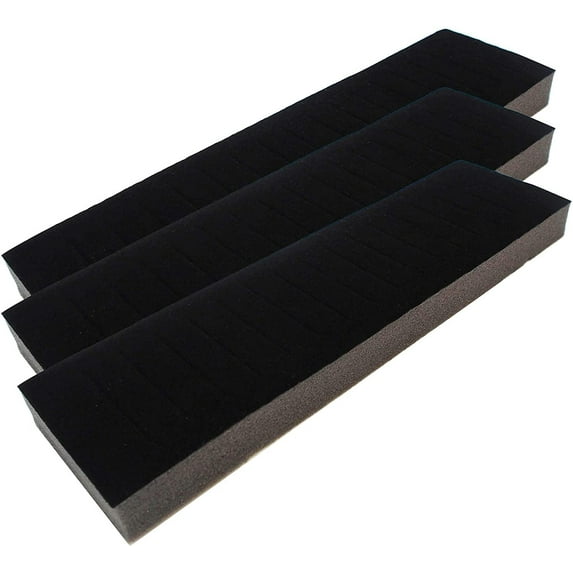 N'icePackaging 3 Qty - USA Deluxe Midnight Black 16 Slot Bangle Foam Insert Display - for Trays/Jewelry Cases - 6 Colors - Standard Size 14 1/4" x 3 3/4" x 1 1/8"