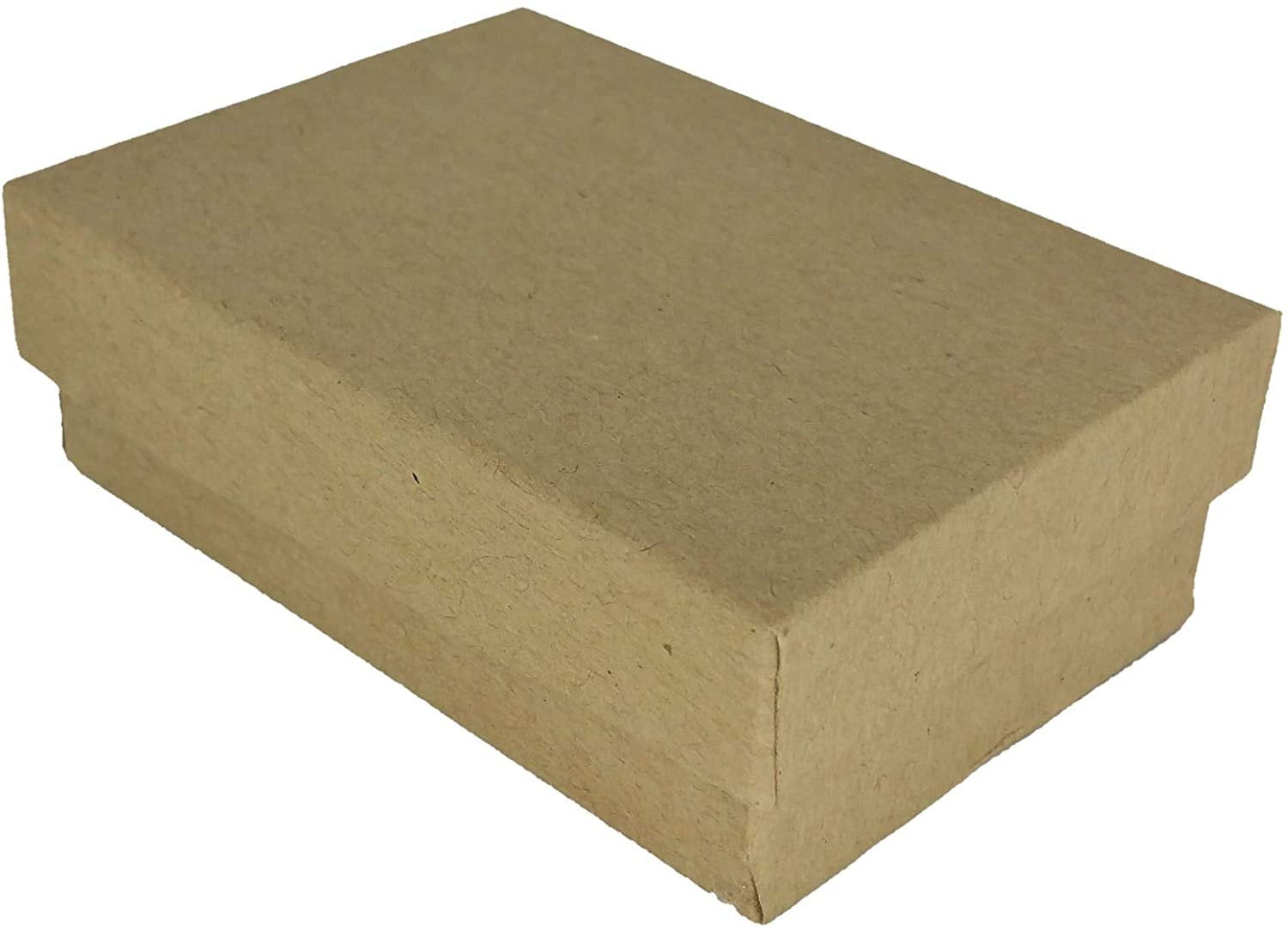 N'icePackaging - 50 Qty Kraft Imported Cotton Filled Cufflink Jewelry Boxes - for Large Rings/Cufflinks/Earrings/Lockets & Keepsakes - 2 5/8" x 1 1/2" x 1"