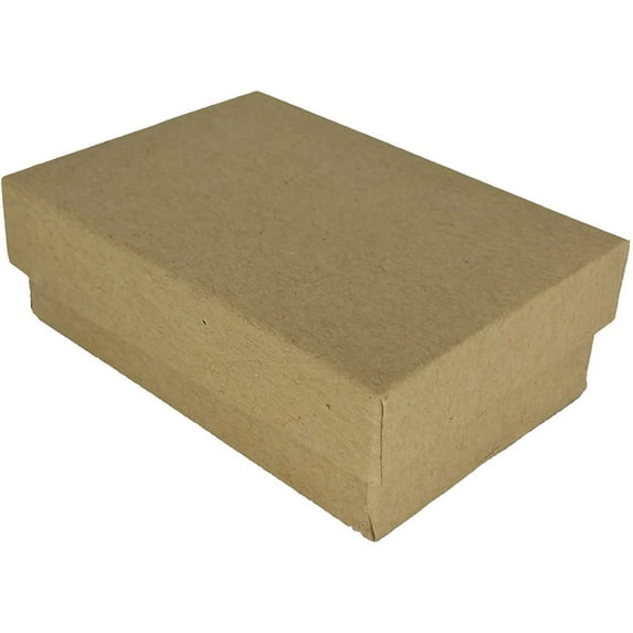 N'icePackaging - 50 Qty Kraft Imported Cotton Filled Cufflink Jewelry Boxes - for Large Rings/Cufflinks/Earrings/Lockets & Keepsakes - 2 5/8" x 1 1/2" x 1"