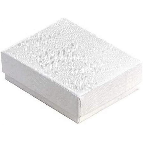 N'icePackaging - 50 Qty White Swirl Imported Cotton Filled Pendant Jewelry Boxes - for Pendants/Earrings/Zippos/Collectables & Homemade Crafts - 3 1/4" x 2 1/4" x 1"