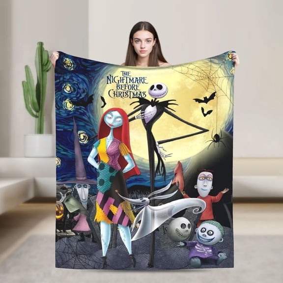 The N-ightmare Before Christmas Jack S-kellington Cute Cartoon Flannel Throw Ultra-Soft Flannel Blanket Air Conditioning Blanket Comfortable Plush Quilt For Beds, Sofas