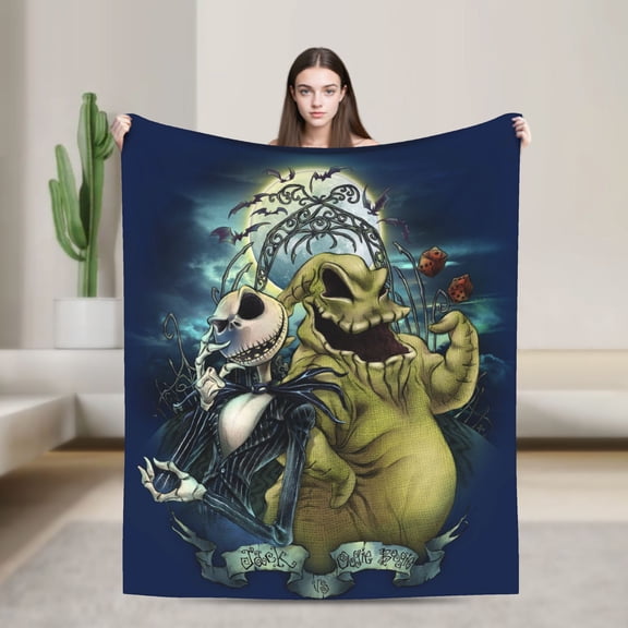 The N-ightmare Before Christmas Jack S-kellington Cute Cartoon Flannel Throw Ultra-Soft Flannel Blanket Air Conditioning Blanket Comfortable Plush Quilt For Beds, Sofas