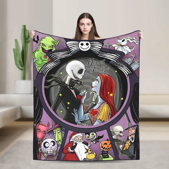 The N-ightmare Before Christmas Jack S-kellington Cute Cartoon Flannel Throw Ultra-Soft Flannel Blanket Air Conditioning Blanket Comfortable Plush Quilt For Beds, Sofas
