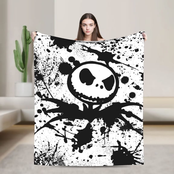 The N-ightmare Before Christmas Jack S-kellington Cute Cartoon Flannel Throw Ultra-Soft Flannel Blanket Air Conditioning Blanket Comfortable Plush Quilt For Beds, Sofas