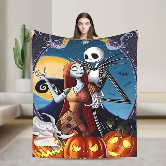 The N-ightmare Before Christmas Jack S-kellington Cute Cartoon Flannel Throw Ultra-Soft Flannel Blanket Air Conditioning Blanket Comfortable Plush Quilt For Beds, Sofas