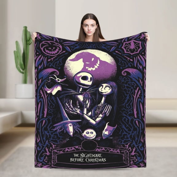 The N-ightmare Before Christmas Jack S-kellington Cute Cartoon Flannel Throw Ultra-Soft Flannel Blanket Air Conditioning Blanket Comfortable Plush Quilt For Beds, Sofas