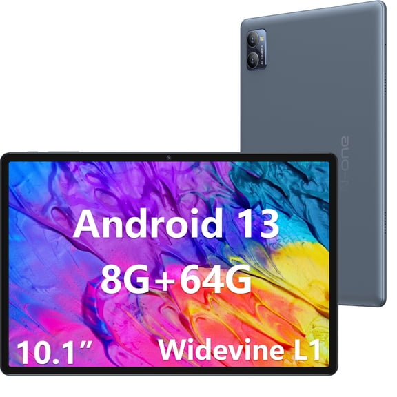 N-one 10.1 Inch Android 13 Tablet, 8GB RAM 64GB Storage, 1280800 IPS 10-Point Touchscreen, 5000mAh Battery Dual Speakers, Bluetooth 5.0 GPS, 2MP+5MP Cameras for Study Entertainment