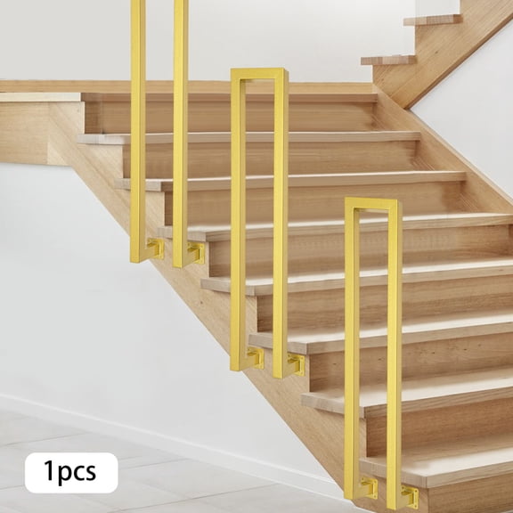 N-shaped Iron Side Mount Stair Railing Hand Rail Guardrail Decorative Railing with 90.72kg/200lbs Load-bearing Capacity(Gold)