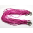 thumbnail image 1 of N032 - 15 pcs. Hot Pink Fuchsia Organza Ribbon Waxen Cord Necklaces with Lobster Clasp - 17 inch (43 cm) - Claw Clasps and Extender Chains!, 1 of 3