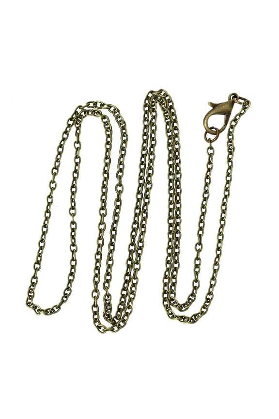N078 - 12 pcs. Antique Bronze Cable Chain Link Necklaces 24 3/8" - (3 x 2mm Links) - Lobster Clasps - Claw Clasps