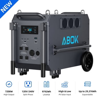 ABOK Ark7200 7200W Portable Power Station, 9792Wh LiFePO4 Solar Generator, 120V/240V Split-Phase Backup Power for Home, RV, Jobsite & Off-Grid Use