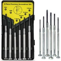 N1 6PCS Mini Screwdriver Set with Case, Precision Screwdriver Kit with 6 Different Size Flathead and Phillips Screwdrivers for Jewelry, Watch, Eyeglass Repair. - New