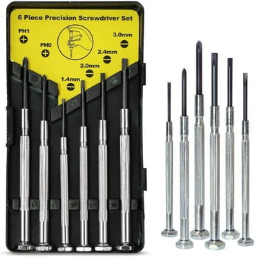 N1 6PCS Mini Screwdriver Set with Case, Precision Screwdriver Kit with 6 Different Size Flathead and Phillips Screwdrivers for Jewelry, Watch, Eyeglass Repair. - New