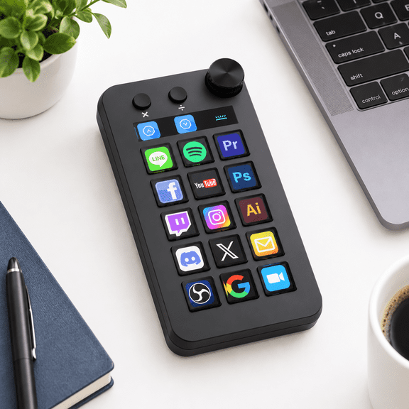 N1 Black Stream Controller Deck with 18 Customizable Keys for Content Creators