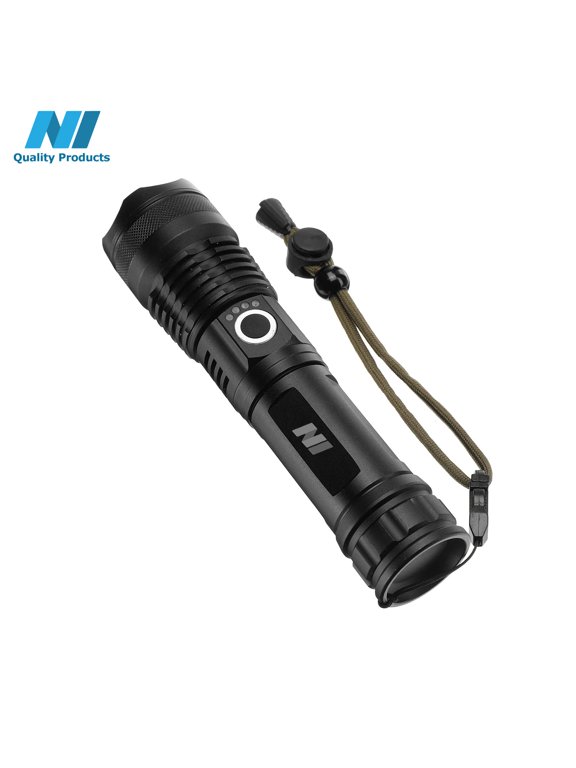 N1 LED Flashlight Aluminum Zoomable With Real 1200 Lumens, 26650 lithium Rechargeable Battery, Power Display, 4 Light Modes LED Searchlight Torch - New