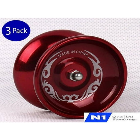 N1 Professional Aluminum Magic Yoyo K1 Spin ABS Yoyo 8 Ball KK Bearing with Spinning String for Kids - Red (3 Pack), New