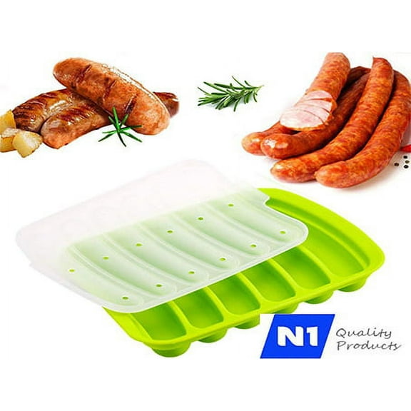 N1 Silicone Sausage Mold, Baking and ice Mold , DIY homemade Sausage Hot Dog Mold, lce and Candy Maker - Green, New