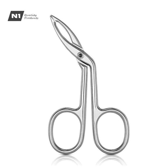 N1 Stainless Steel Elbow Eyebrow Pliers Clip Scissors Tweezers Slant Tip Straight Pointed, Salon Quality. Professional Eyebrow Plucking Makeup Beauty Tools - Silver (2 Pack), New