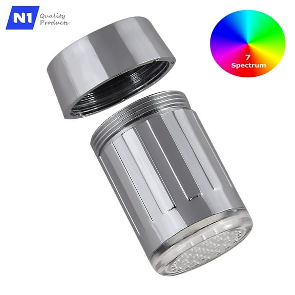 N1-Water Stream Faucet LED Light RGB Temperature Sensor Or 7 Colors Automatic Changing Shower Spout Sink Tap - 7-spectum, New
