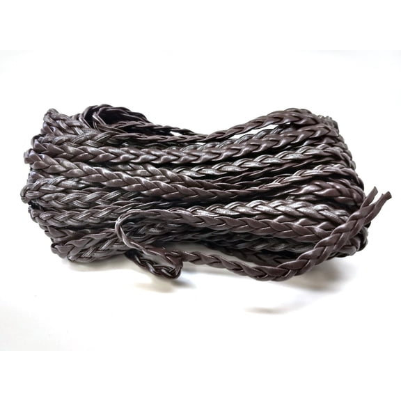 N183 - 10M (32.8 FT) - Dark Brown Faux Leather Jewelry Cord - 5mm Wide - BRAIDED