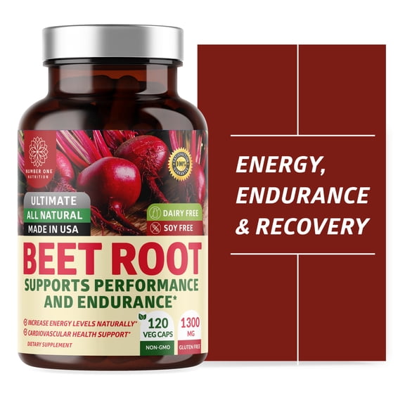N1N Premium Organic Beet Root Capsules for Energy, Stamina and Athletic Performance, 120 Veg Caps