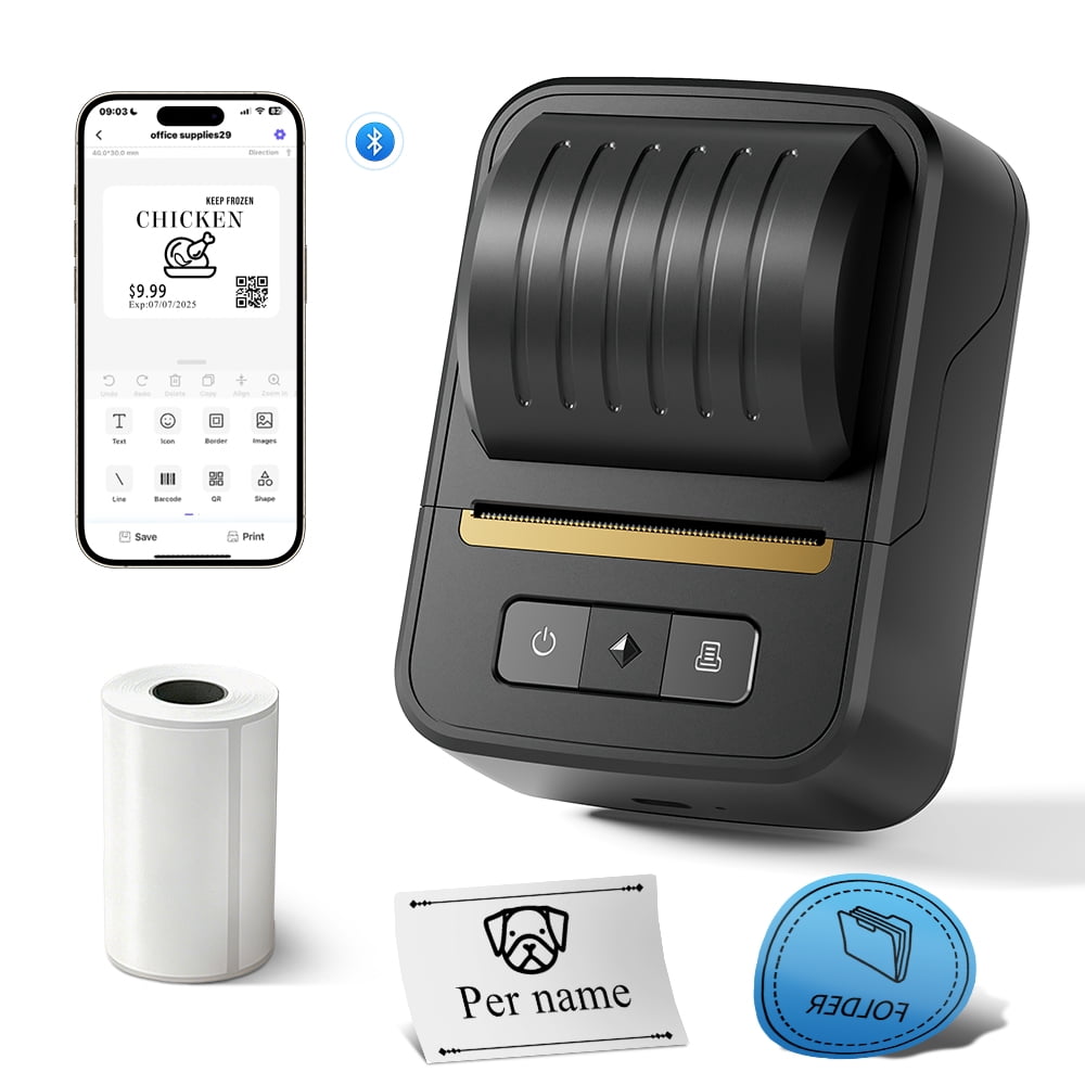 [N20 Label Printer,Thermal Labels] Easy To Use Barcode Label Maker, Portable Thermal Sticker Printer For Small Business, Address, Logo, Clothing, QR Code, Compatible With Phones & PC, 20-50mm Print W