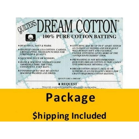 N3TWPK Dream Cotton Natural Request Batting (Package), Twin 72 in x 93 in) shipping included*