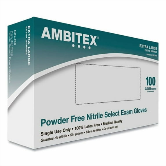 N400 SERIES POWDER-FREE NITRILE GLOVES, X-LARGE, BLUE, 100/BOX | Bundle of 10