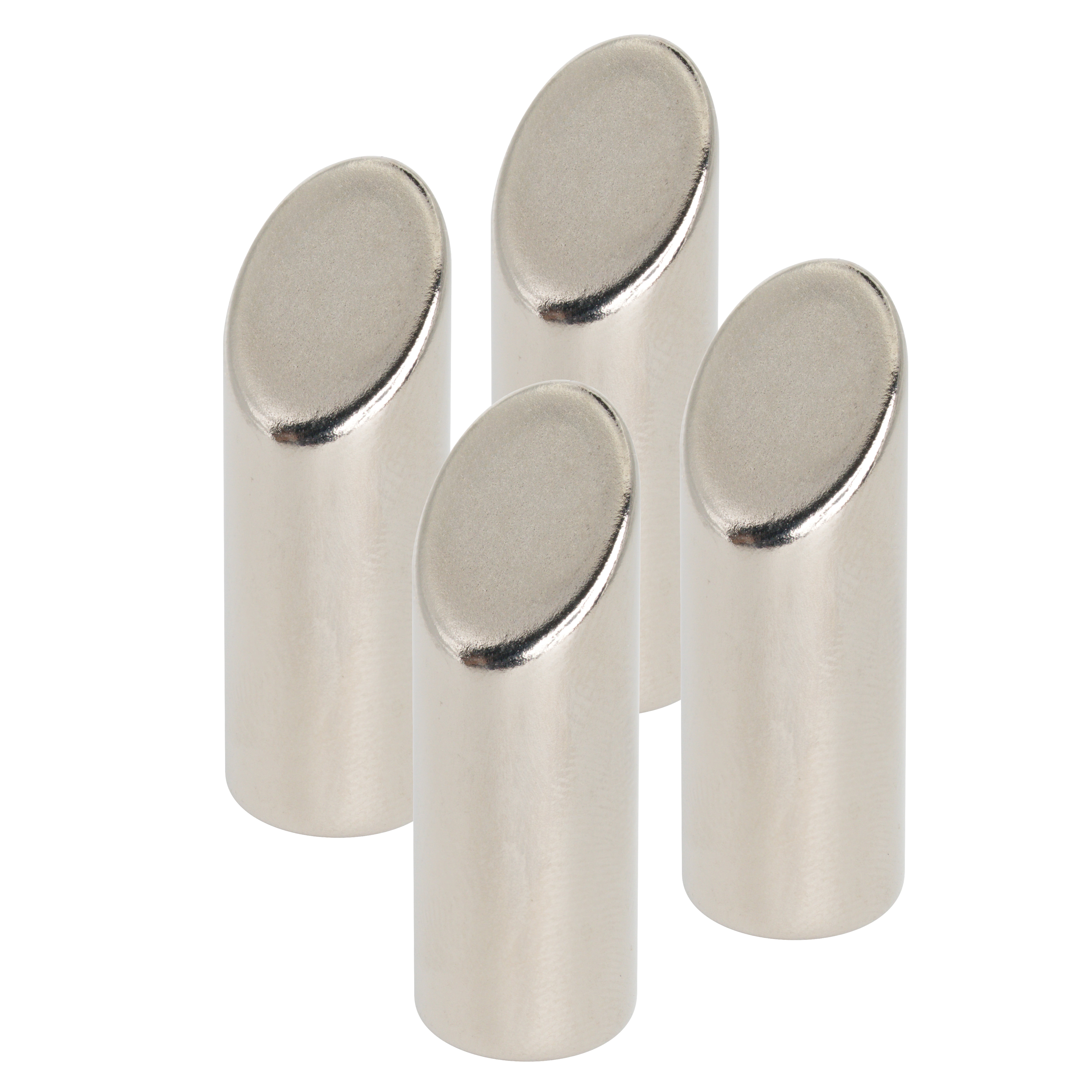 N42 Neodymium Mitre Magnet - 10mm dia x 30mm thick - 7.93lbs Pull - Pack of 4 - South